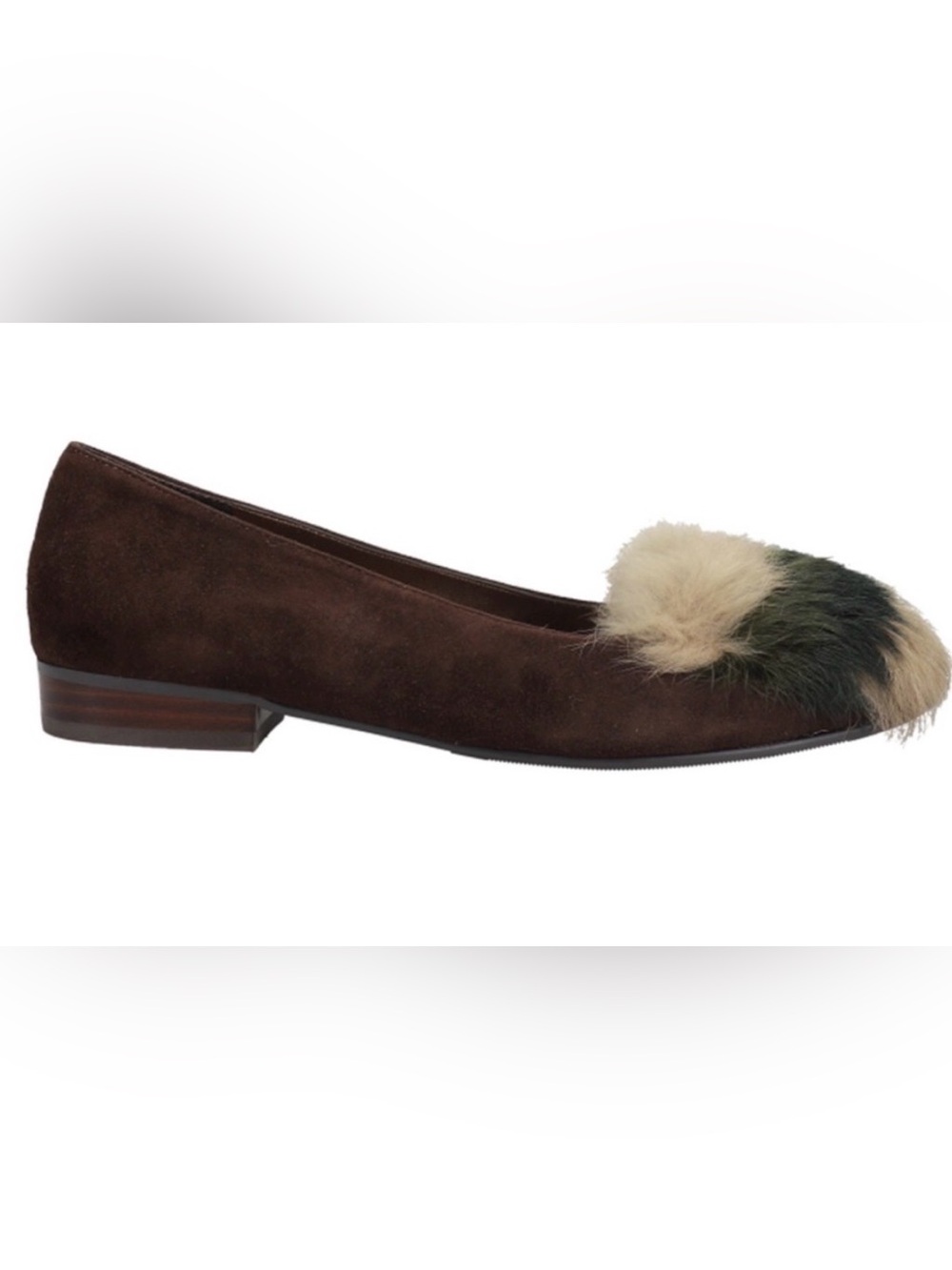 VANELI EDEL BALLET FLATS SIZE 9M BROWN LEATHER SUEDE RABBIT FUR NEW